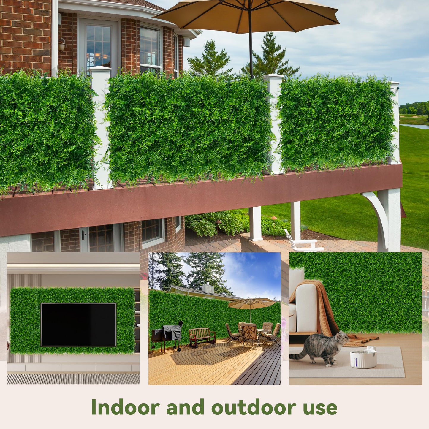 DOPGIB Greenery Faux Grass Wall Backdrop: 72"x144" (72 SQFT) UV-Anti Artificial Green Boxwood Panel for Patio Balcony Privacy & Ivy Fence Covering Privacy, Garden, Backyard Wall Backdrop Decor