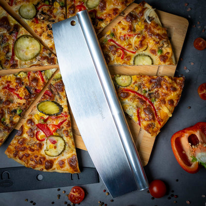 armeroCrust 16 Inch Pizza Cutter Rocker Blade - Easy Slicing - Premium Finish Pizza Slicer with Time Saving Pizza Cutter Rocker Design