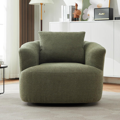 360° Swivel Accent Chair Boneless Barrel Armchair Ergonomic Upholstered Nursery Chair for Living Room Bedroom, Comfy Boucle Fabric