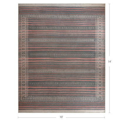 KNOTTING MATTERS Vibe Stripe 10’ x 14’ Area Rug – Sand, Charcoal & Clay Heritage Flatweave, Low-Pile – Easy Clean Area Rug – Perfect for Living Room, Dining Room, Bedroom – Pet & Kid Friendly