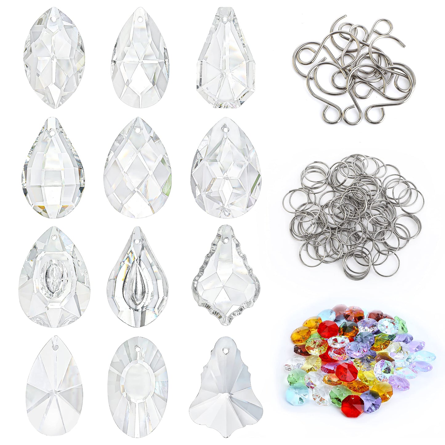 kanpura DIY Suncatchers 164pcs Sun Catchers Making Kit for Adults Clear Hanging Prism Sun Catcher with Crystals Rainbow Maker for Window Wedding Garden Christmas Decor
