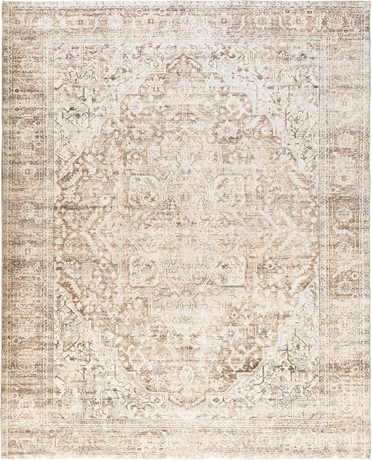 Boho Kitchen Rug Washable, 2x3 Non-Slip Farmhouse Neutral Small Area Rug for Bathroom Bedroom Indoor Entrway