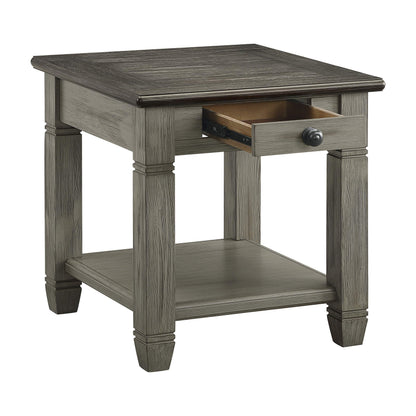 Lexicon Lilith Two Tone Wood 1-Drawer End Table, 24" x 26", Coffee/Antique Gray