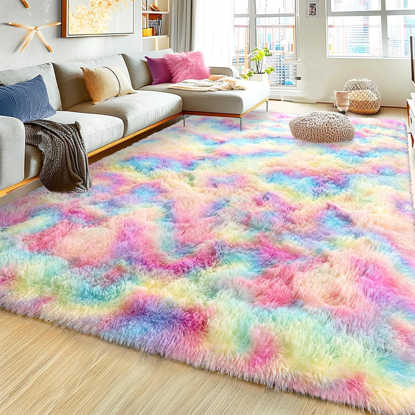 5x7 Ultra Fluffy Rug for Living Room Bedroom, Fuzzy Large Area Rug for Living Room, Plush Soft Shag Carpet for Girl Boy