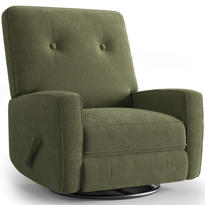 GarveeHome Recliner Chairs, Swivel Rocker Recliner, Glider Recliner Nursery Chair for Adults, 360° Swivel Glider Rocking Chair for Living Room, Bedroom, Office, RV, Small Spaces, Corduroy, Green