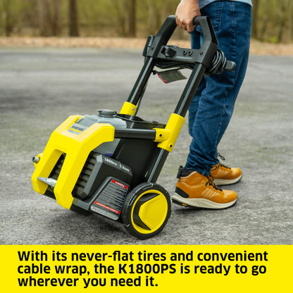 Kärcher Electric Pressure Washer K1800PS, CETA Certified, 3 Spray Nozzles, Detergent Tank, for Cars, Driveways, Siding, Patios, 1.2 GPM