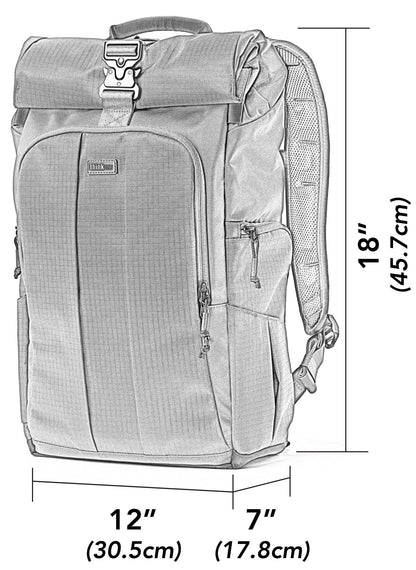 Think Tank FocusPoint 30L RollTop Camera Backpack - Greenway: Expandable Travel & Camera Backpack with Laptop Sleeve, Quick Side and Back Access, Rain Cover – Versatile Photography & Travel Bag