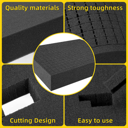 DECOHS 4 PCS Pick Apart Foam Insert- 2 Size Pick and Pluck Foam- Pluck Pre Cube Sheet Foams with Bottom Use for Board Game Box Cases Storage Drawer (Length 12 Inch)