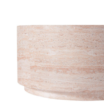 Christopher Knight Home Helen 27.5" Round Coffee Table, MGO Side Table for Patio Furniture Set, Modern Accent Table for Both Indoor and Outdoor Use, End Table for Patio/Deck/Garden, Travertine