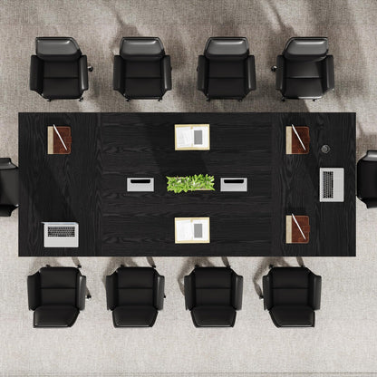 Tribesigns 8ft Conference Table, Large Meeting Table for 8-10 People, Business Seminar Furniture for Office Conference Room (1, Black)