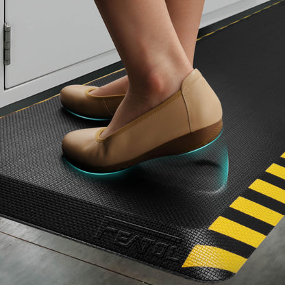 FEATOL Anti Fatigue Mat Industrial, Ergonomic Standing Floor Mat for Work for Stand -Safety Support for Leg & Back Pain(Yellow Border, 24" x 70", 1PC)