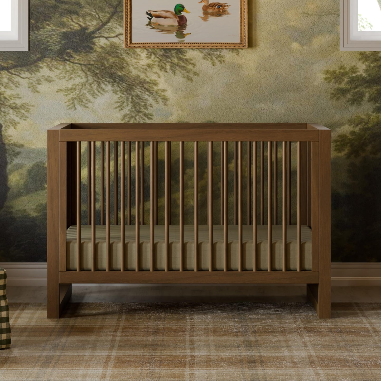 Namesake Nantucket 3-in-1 Convertible Crib with Toddler Bed Conversion Kit in Natural Walnut, Greenguard Gold Certified