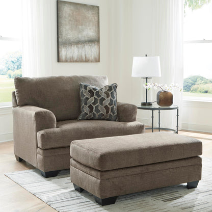 Signature Design by Ashley Stonemeade Modern Ottoman with Foam Cushion, Grayish Brown