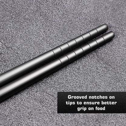 Youda 99.8% Pure TITANIUM Chopsticks 1 Pairs with Black Carrying Case Ultralight and Reusable Chopsticks for Camping, Home, Travel