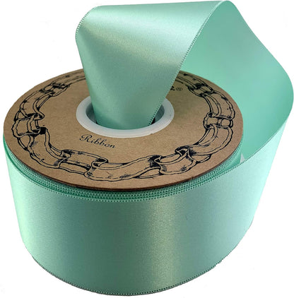 Mint Green Satin Fabric Ribbon - 2" x 50 Yards for Spring, Holiday Decor, Gifts, Wrapping, Wreath, Birthday, Christmas