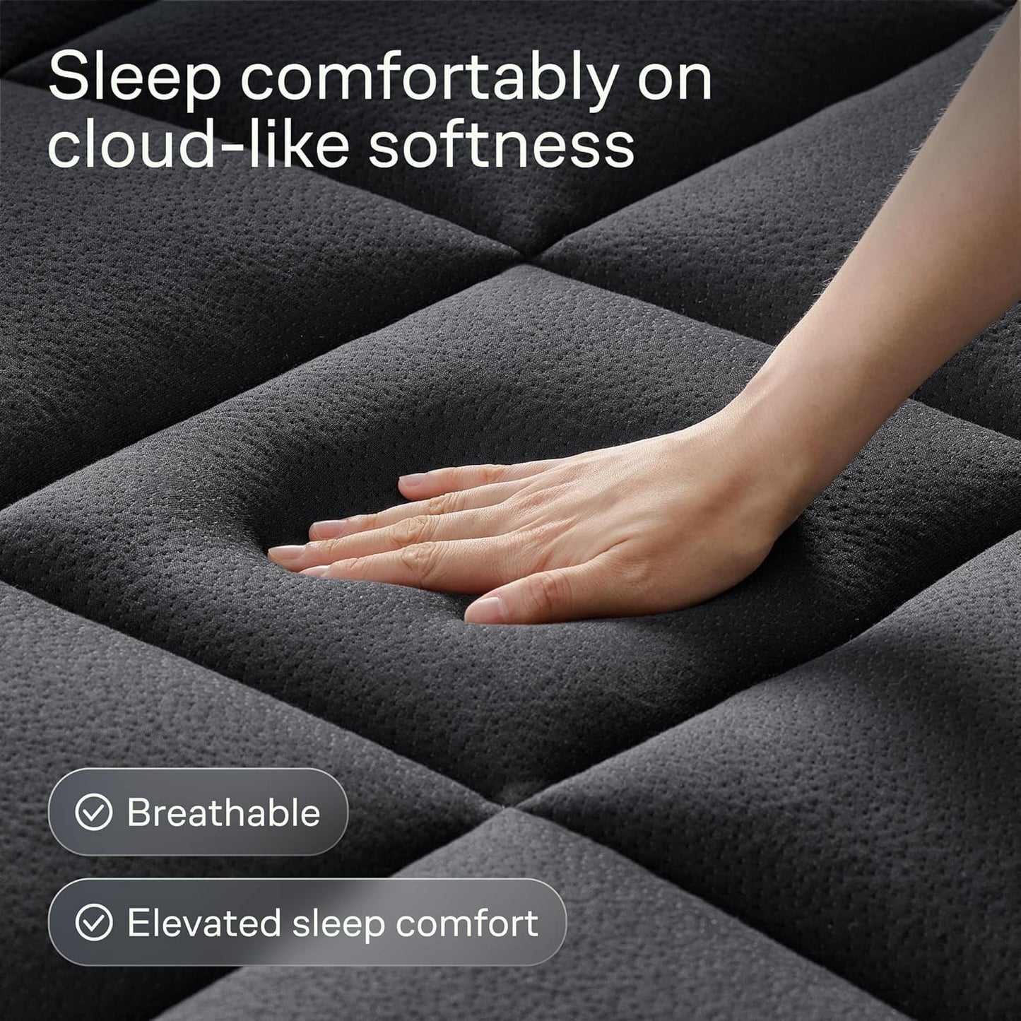 Niagara Sleep Solution Ultra Soft Mattress Topper - Bamboo Viscose Pillow Top for Back Pain Relief | Full Size, Black
