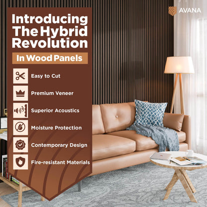 Avana Acoustic Wood Wall Panels – 93.2x11.25 Inch Panels – Fits 94x12 Layout – Dark Walnut Acoustic Panels 4 PCs – Wall Panels For Interior Wall Decor for Homes, Offices – Durable Wood Panels For Wall