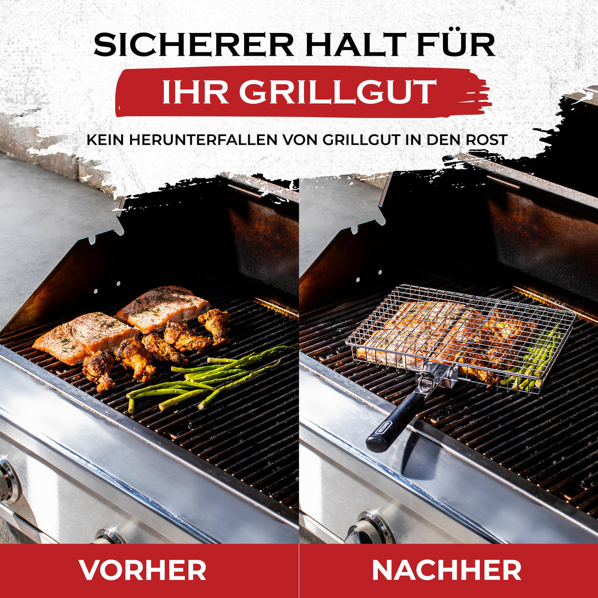 SHIZZO Grill Basket Set, Barbecue BBQ Grilling, Stainless Steel Folding Portable Outdoor Camping Rack for Fish, Shrimp, Vegetables, Cooking Accessories, Gifts for Dad, husband, Friends