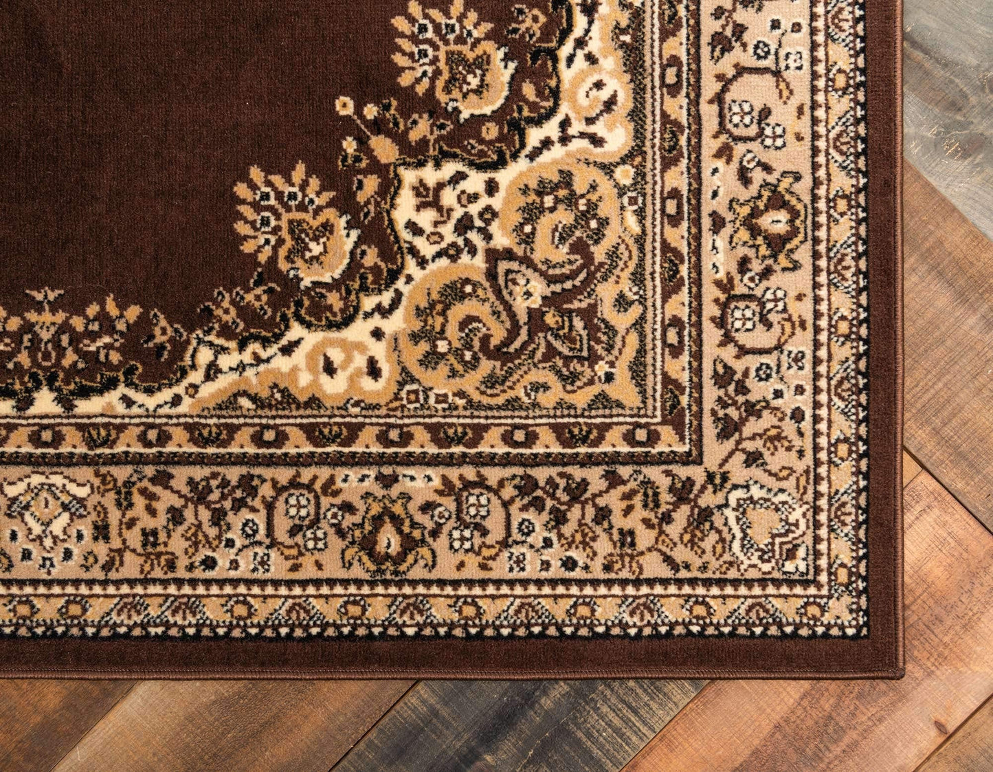 Unique Loom Reza Collection Traditional Persian Style Area Rug, 9 ft 10 in x 13 ft, Brown/Ivory