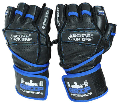 Elite Leather Gym Gloves with Built in 2" Wide Wrist Wraps Grip & Design for Weightlifting Power Lifting Bodybuilding & Strength Training Workout Exercises