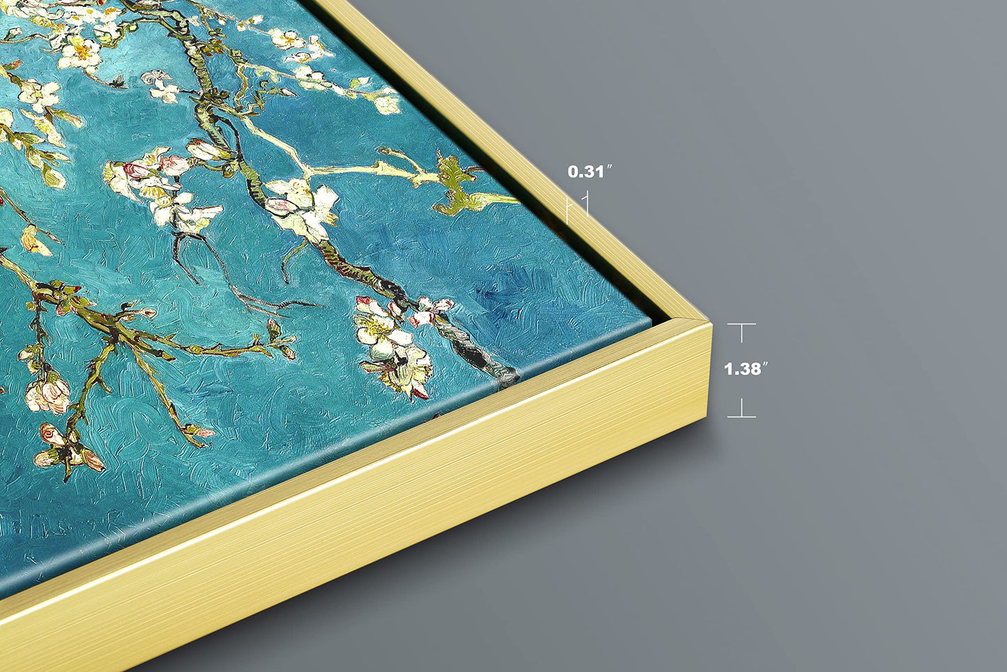 Wieco Art Framed Wall Art Canvas Prints of Almond Blossom by Vincent Van Gogh Paintings Reproduction Abstract Artwork for Wall Decor Golden Frame