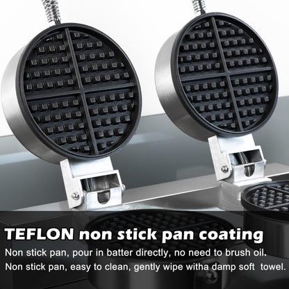 110V 2600W Commercial Double Waffle Maker,Non-Stick Commercial Waffle Baker,Stainless Steel Belgian Waffle Iron for Restaurant Party Food Stall, Bakery Snack Bar Family