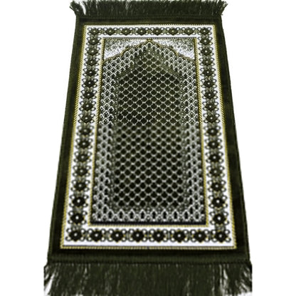 Modefa Turkish Islamic Velvet Prayer Rug - Soft Small Child Praying Carpet - Muslim Janamaz Sajada for Kids & Toddlers - Ramadan or Eid Gift for Boys & Girls - Lattice (Vine Swirl Turquoise)