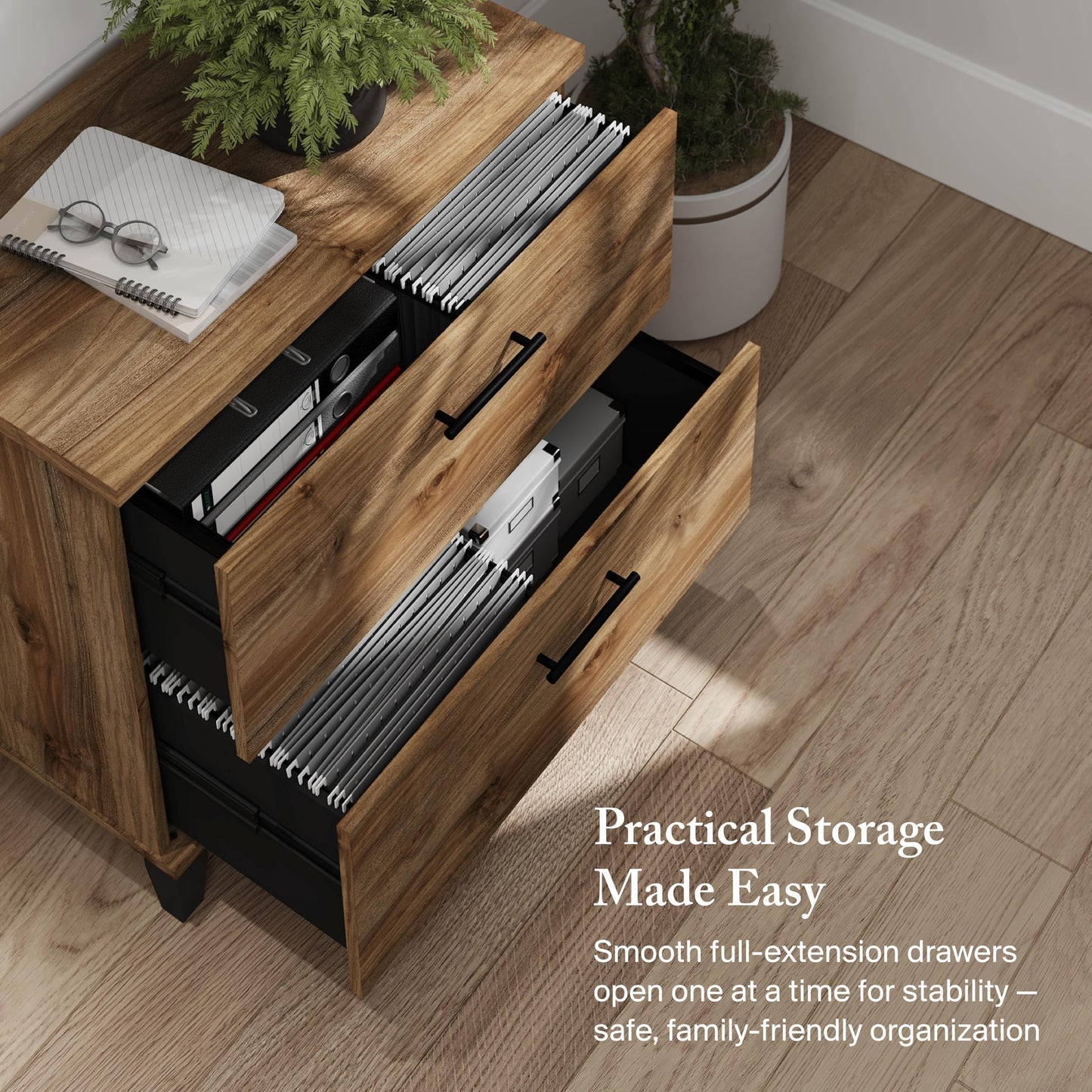 Bush Home 2 Drawer Lateral File Cabinet, Letter and Legal-Size Document Storage for Home or Professional Office, Somerset Collection, Fresh Walnut