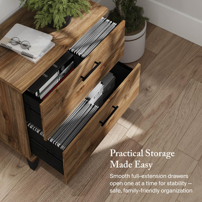 Bush Home 2 Drawer Lateral File Cabinet, Letter and Legal-Size Document Storage for Home or Professional Office, Somerset Collection, Fresh Walnut