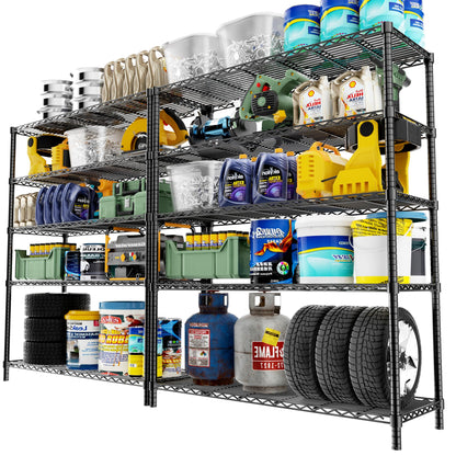 MODCART Storage Shelves, 2 PCS 48" L x 20" W x 72" H Heavy Duty Garage Wire Shelving Unit Loads 2000LBS, 5-Tier Adjustable Metal Industrial Utility Shelf Rack for Kitchen, Laundry Room, Basement