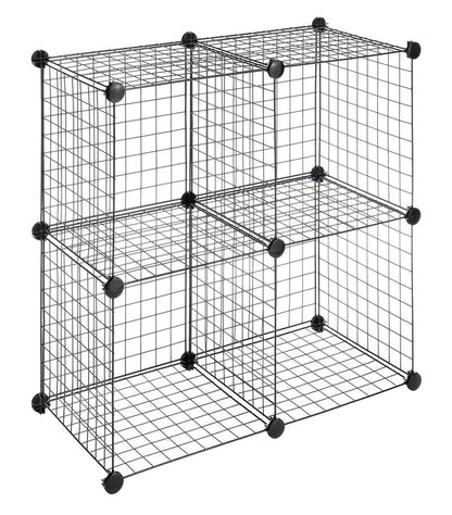 Whitmor Storage Cubes - Stackable Interlocking Wire Shelves -Black (Set of 4)