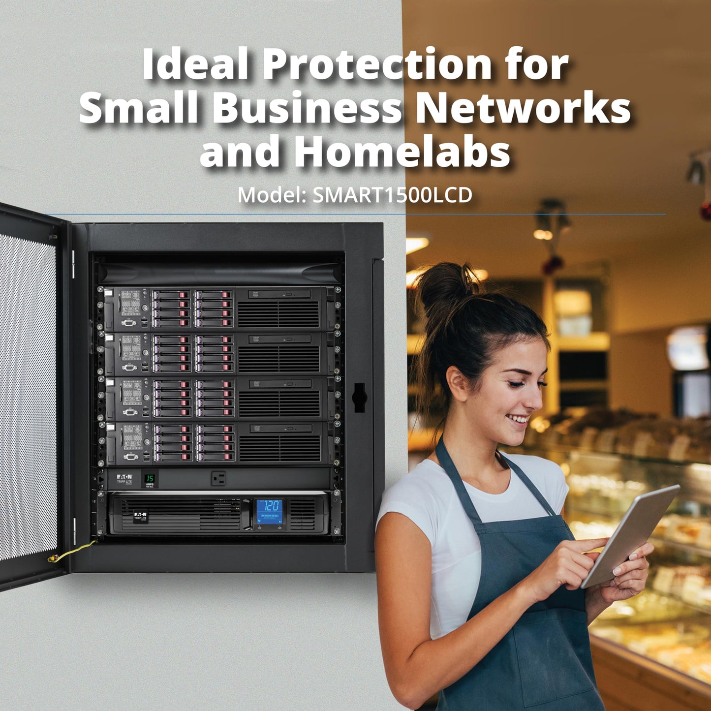 Tripp Lite 1000VA Smart UPS Battery Back Up, 500W Tower, 8 Outlets, LCD Display, AVR, USB, Tel / DSL / Coax Protection, 3 Year Warranty & $250,000 Insurance (SMART1000LCD) Black