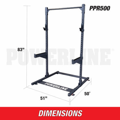 Body-Solid Powerline (PPR500) Half Rack - Compact Power Cage with J-Cups & Safety Spotter Arms for Home Gym Strength Training