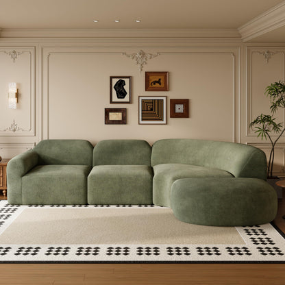 Christopher Knight Home Midel 111" Modular L-Shape Sofa Couch with Chaise Lounge, Modern Boneless Sofa for Living Room, Fabric Upholstered Cloud Couch with Deep Seat, Olive Green
