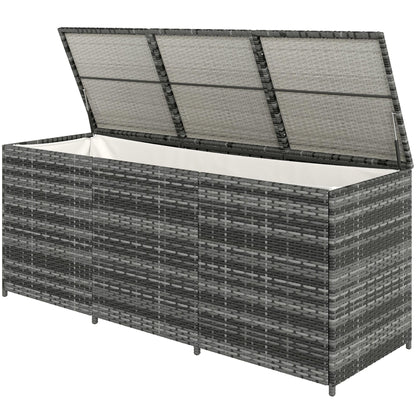 LMJITDS PE Resin Woven Outdoor Storage Chest with Waterproof Liner Enhanced Fade Protection UV Resistant Long-Lasting Durable Slate Gray