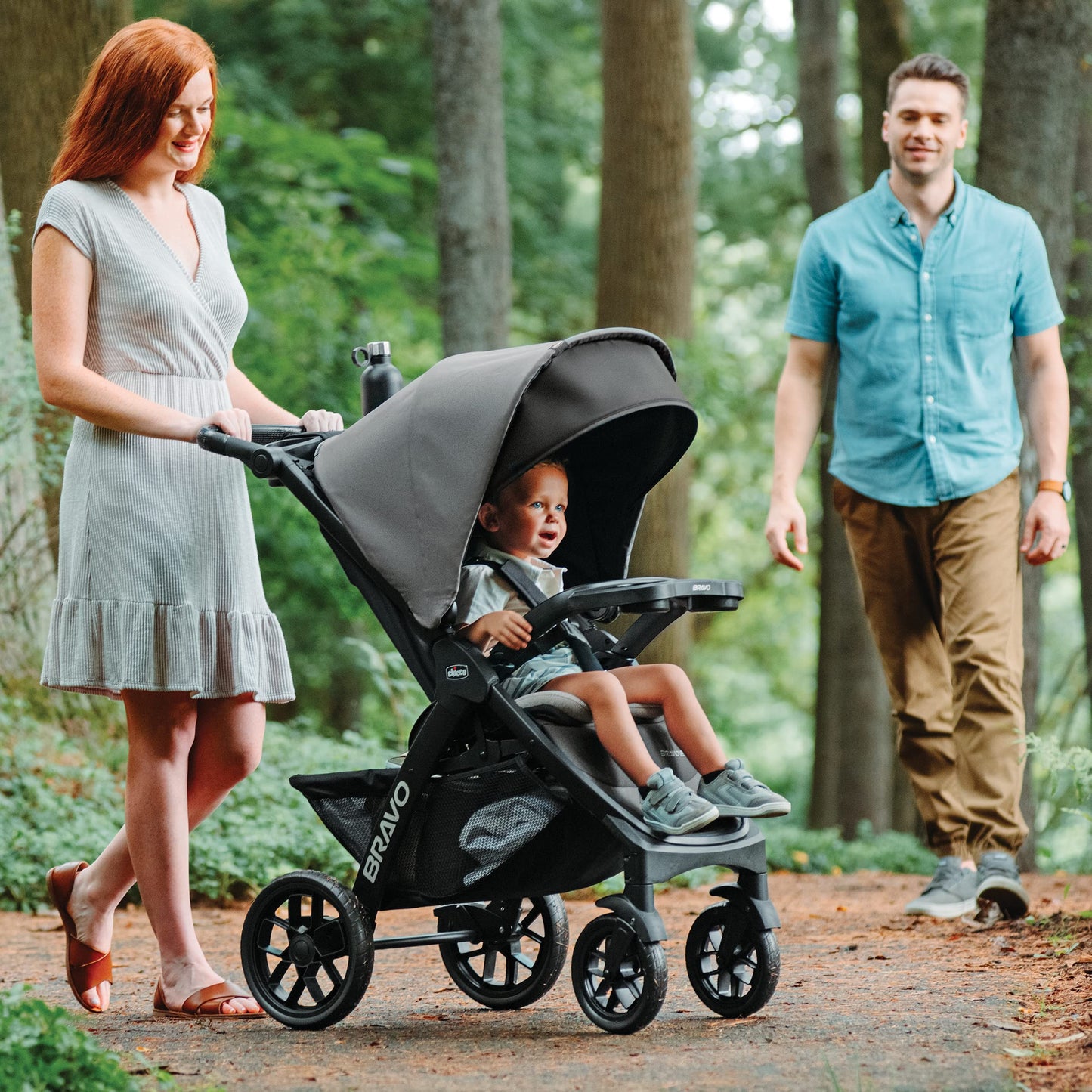 Chicco Bravo LE ClearTex Full-Size Stroller for Babies and Toddlers, UPF-Rated Canopy, GREENGUARD Gold Certified, Lightweight, One-Hand Compact Fold, Pewter/Grey