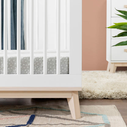 Babyletto Scoot 3-in-1 Baby Crib Convertible to Wooden Toddler Bed, Daybed - GREENGUARD Gold Certified - Easy Assembly, Made of 100% Solid Wood - Includes Toddler Conversion Kit - White/Washed Natural