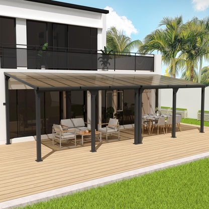 Patiopia 10 * 28FT Pergola,4 * 9 Inch Thickened Pillars & Enlarged Base,Outdoor Hardtop Lean to Gazebo,Wall Mounted Pergola,Pergolas Gazebos Clearance,Aluminum Frame Pergola,UV Resistant Patio Roof