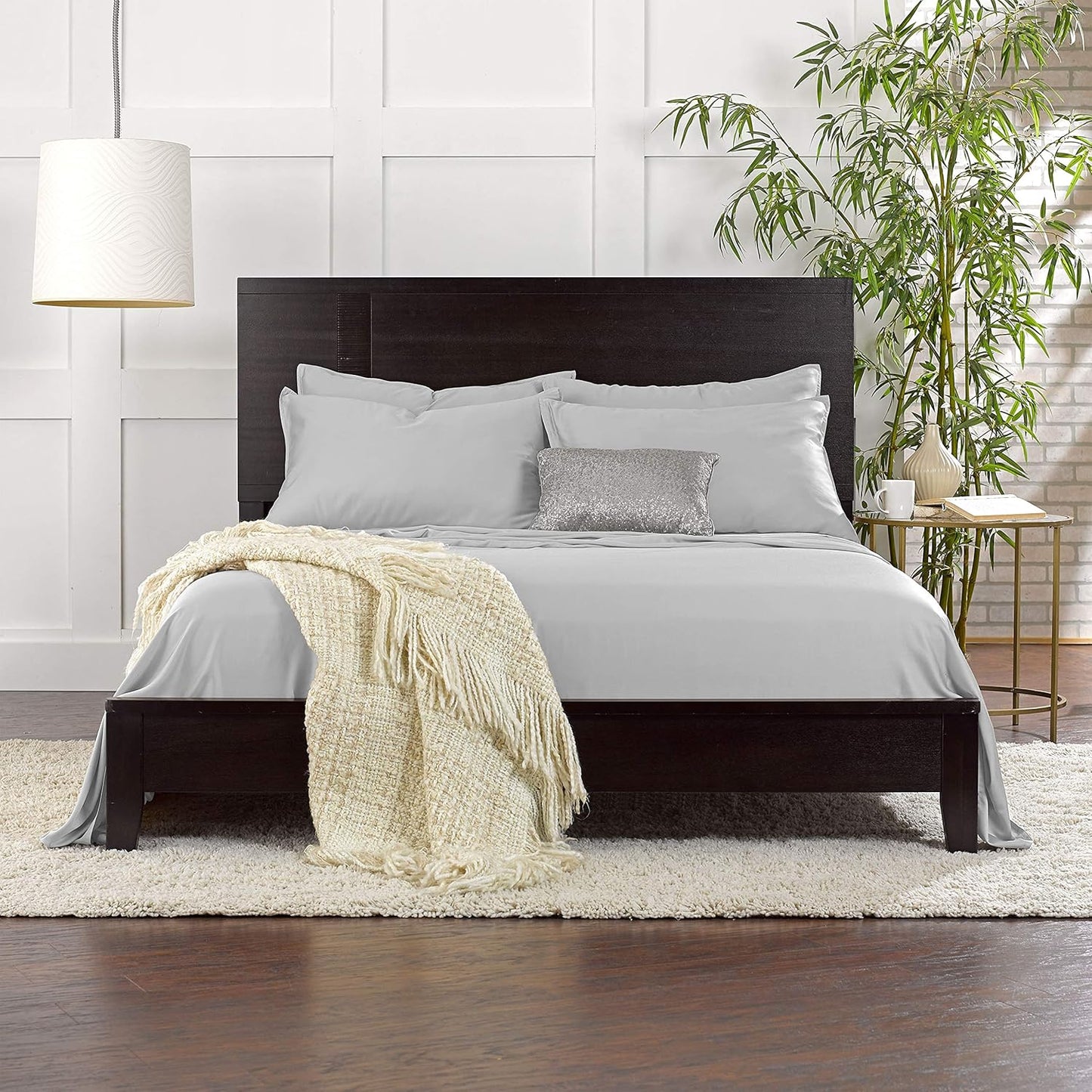 Pure Bamboo Twin Sheets - Luxuriously Soft 100% Organic Viscose Bed Sheet Set | Silver Pearl Color