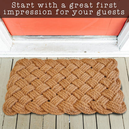 Rope Doormat 30x17 Inch, Woven Mat for Indoor and Covered Outdoor, Welcome Mat