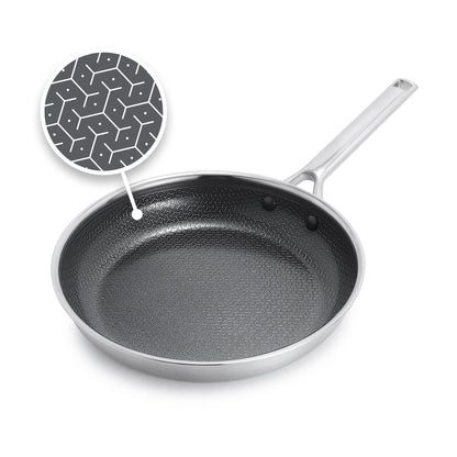 GreenPan Hybrid 10” Nonstick Stainless Steel Frying Pan, APEX Tri-Ply Thermobond PFAS-Free Ceramic Skillet, Induction & All Cooktop Compatible, Oven Temp to 850°F, Dishwasher Safe, Silver