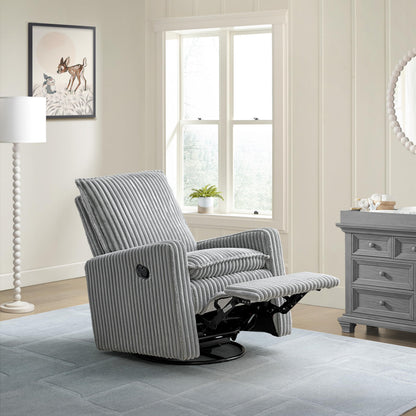 Oxford Baby Uptown Upholstered Glider Recliner Rocking Chair 360° Swivel for Nursery and Living Room - Corduroy, Ash Gray