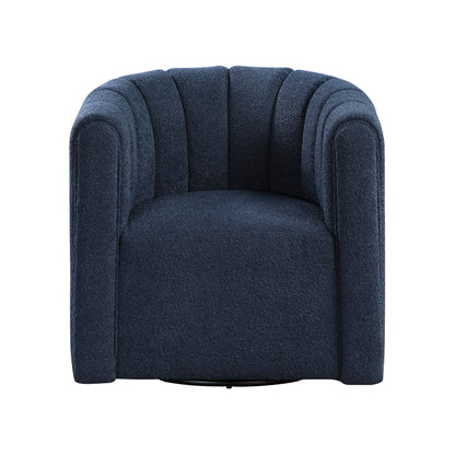 Lexicon Swivel Accent Chair with Ottoman, Boucle Fabric Upholstered 360 Degree Swivel Single Sofa Chair with Ottoman Set for Living Room/Office/Apartment, Blue