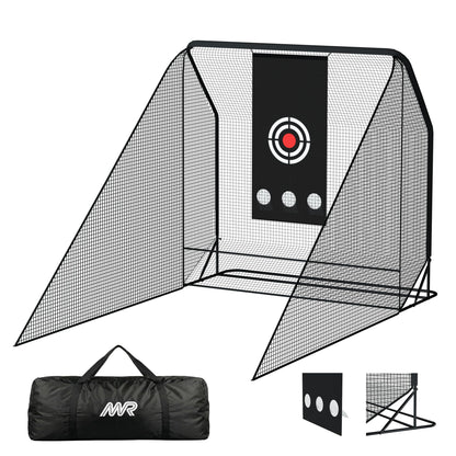 MR Golf Hitting Net 10’x10’ with Side Barriers, Extra Large Golf Practice Net with Ball Return System, Golf Simulator
