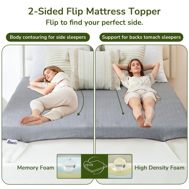 3 Inch Memory Foam Mattress Topper - Queen Mattress Topper with Cover, Mattress Pad for Pressure Relief, Premium Soft Cooling Sleep Bed Topper, Non-Slip Design
