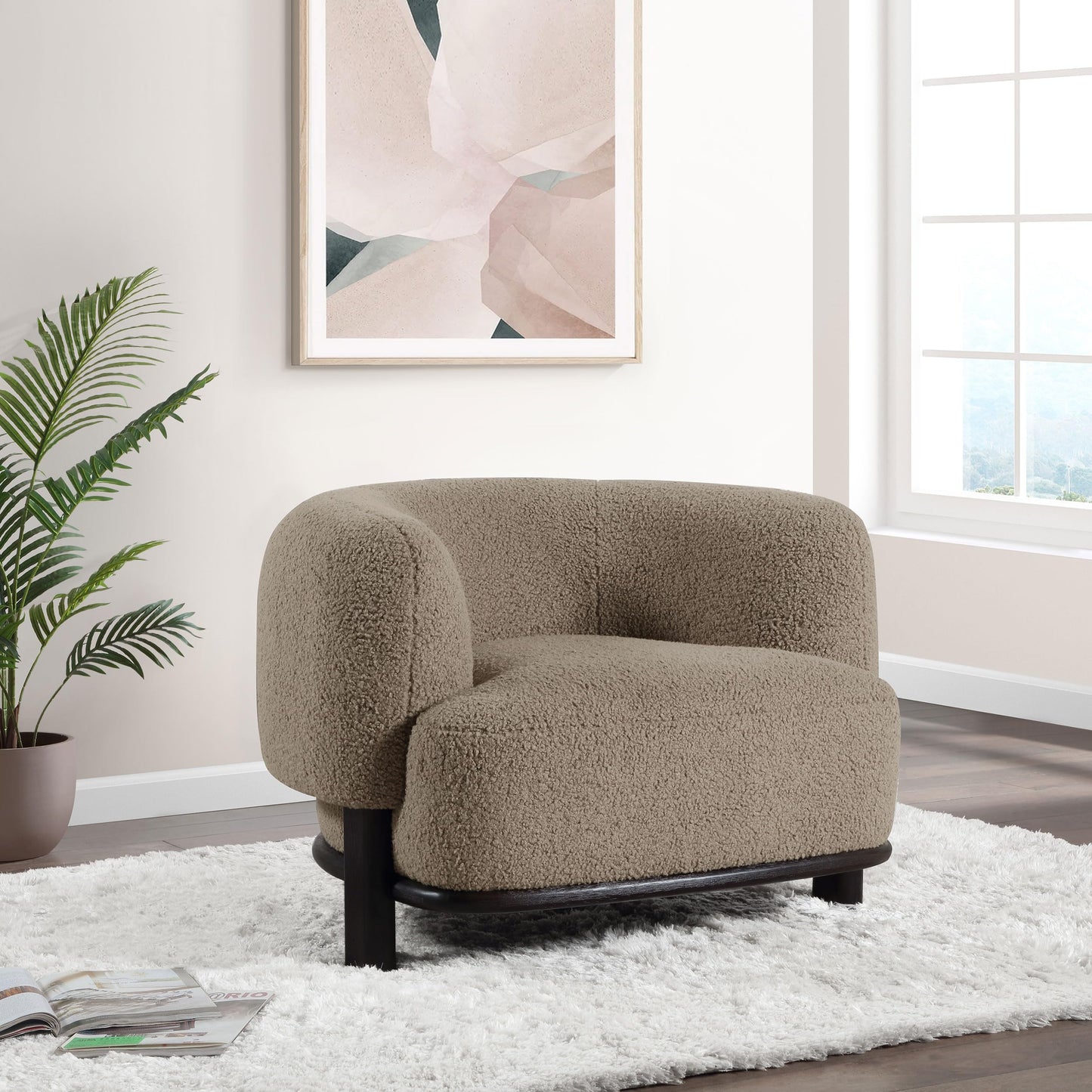 Coaster Home Furnishings - Lawler - Wood and Fabric - Upholstered Accent Chair with Barrel Back, Rounded Arms, and Cushioned Seat - Living Room - Brown and Black - 903170
