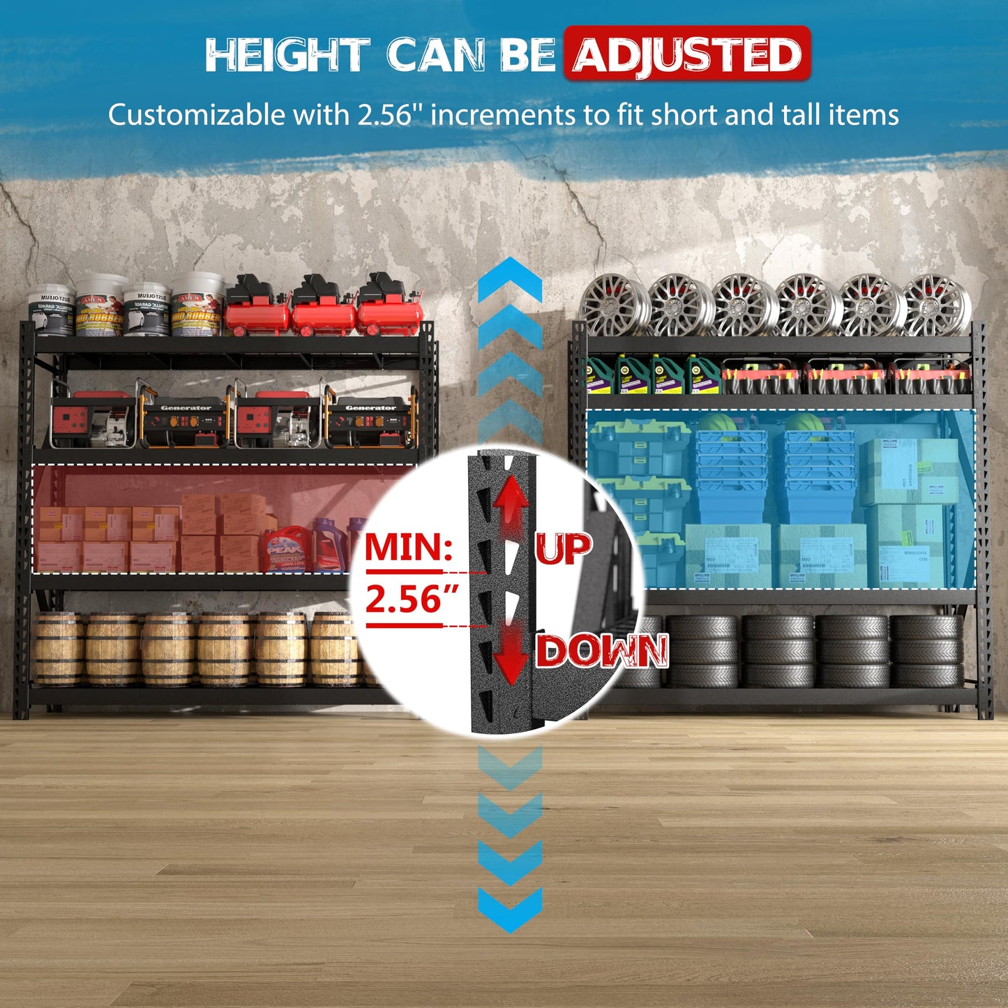 MUPATER 91" W x 24" D x 87" H Industrial Storage Shelving, 8000 Pound Load Capacity, 4-Tier Heavy Duty Adjustable Shelves, Metal Garage Storage Rack for Warehouse, Garage, Kitchen