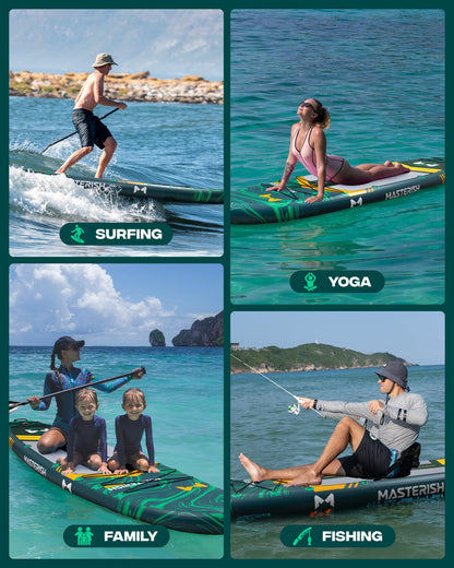 MASTERISH Extra Wide Inflatable Paddle Board 11’6 x 35’’ x 6’’, 450 LB High Weight Capacity SUP, Wide Stable Stand Up Paddle Board for Heavy People, Family & 2/3 Person, XL All-Around Paddleboard