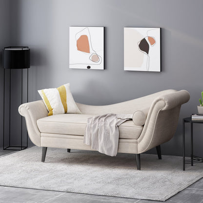 Merax Upholstered Chaise Lounge Accent Chair, Modern Tufted Lounge Sofa with Solid Wood Legs, Indoor Reclining Chair for Living Room Bedroom, Beige