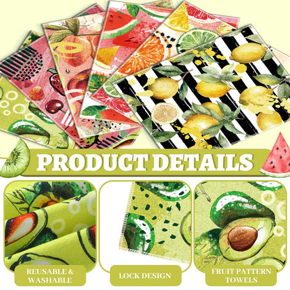 Noveread 36 Pack Fruit Reusable Cleaning Cloths Washable Cotton Kitchen Towels for Home (Fresh Color)